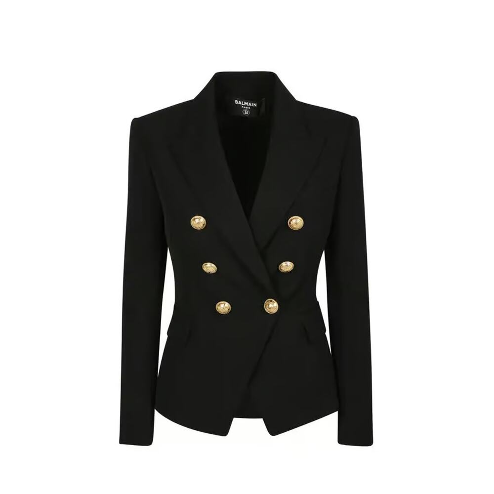 NWT Balmain Blazer Jacket FR 34 US 2 Black Wool Grain de Poudre $2,690
